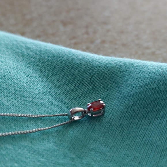 Jewelry - Classic Oval Ruby Solitare 925 Sterling Silver Necklace